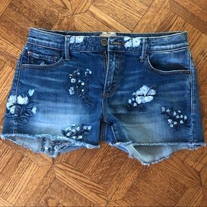 Floral denim shorts